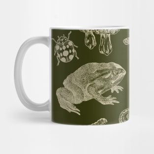 Goblincore Aesthetics: Vintage Biology Exploration with Frog, Mushroom, Snail, Moths and Insects Mug